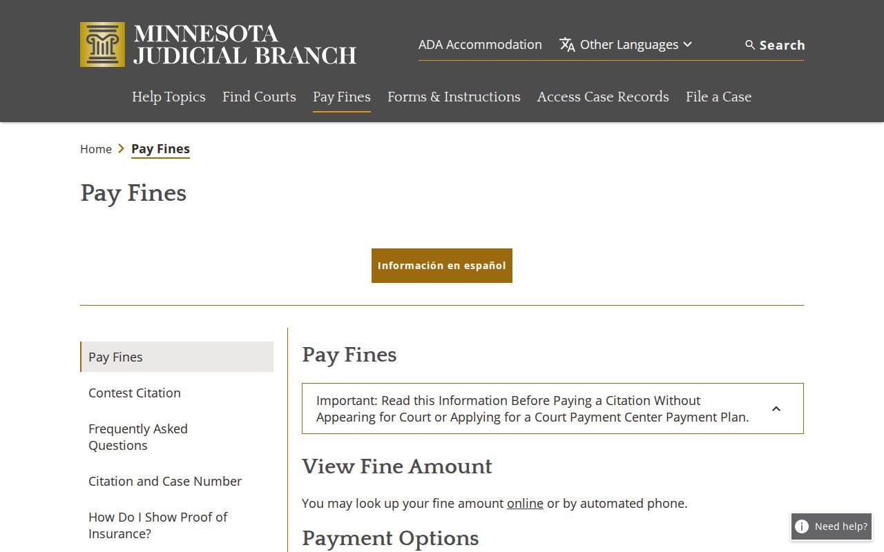 Minnesota citation payment options for Marshall County traffic warrant records