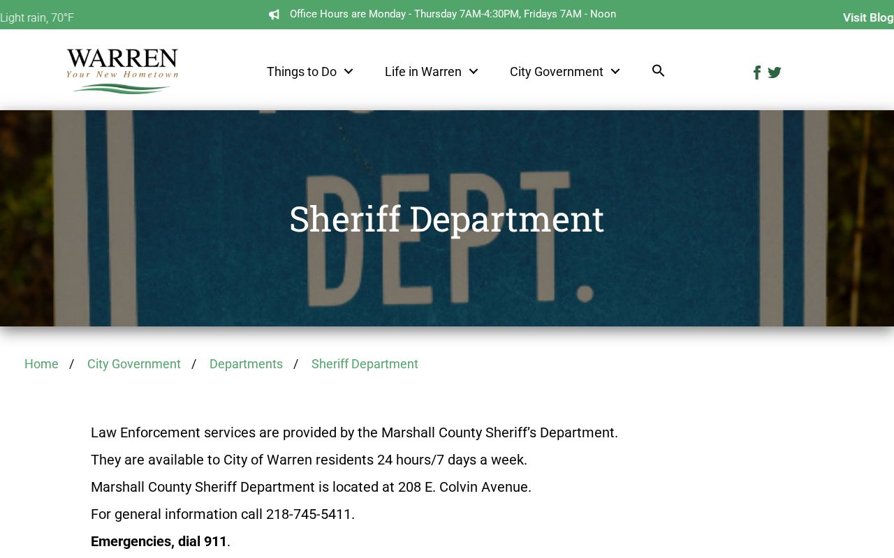 Warren law enforcement statement about Marshall County warrant records service