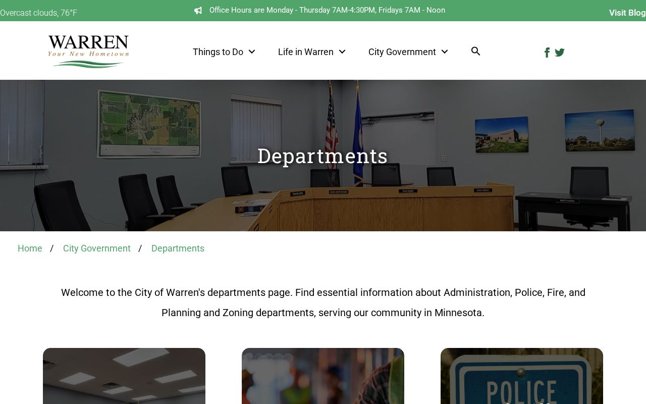 Warren city department contacts listed for Marshall County warrant records