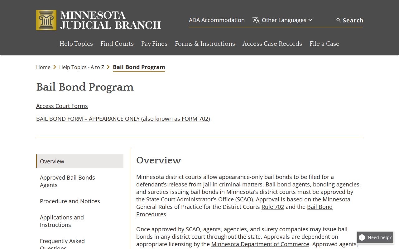 Minnesota approved bail bond agent program used for Marshall County arrest warrant records